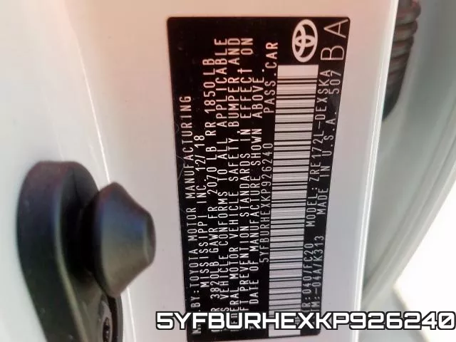 5YFBURHEXKP926240 фото 2