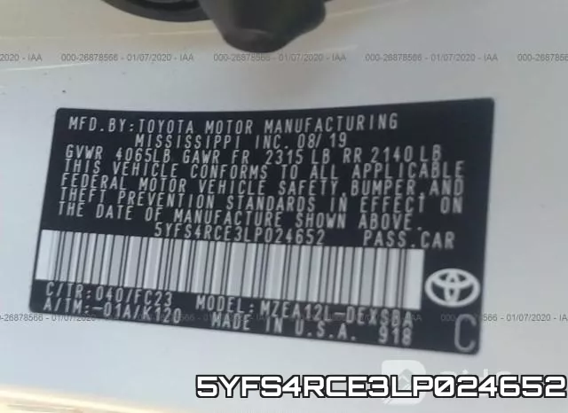 5YFS4RCE3LP024652 фото 10