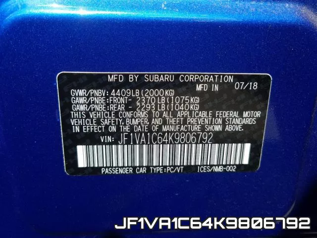 JF1VA1C64K9806792 фото 2
