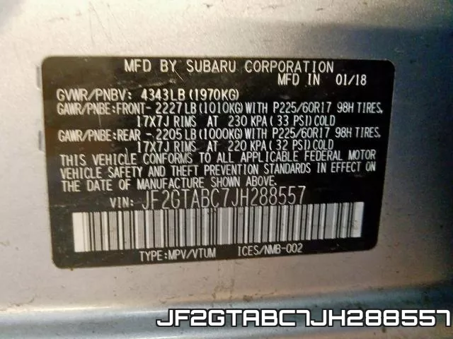 JF2GTABC7JH288557 фото 2