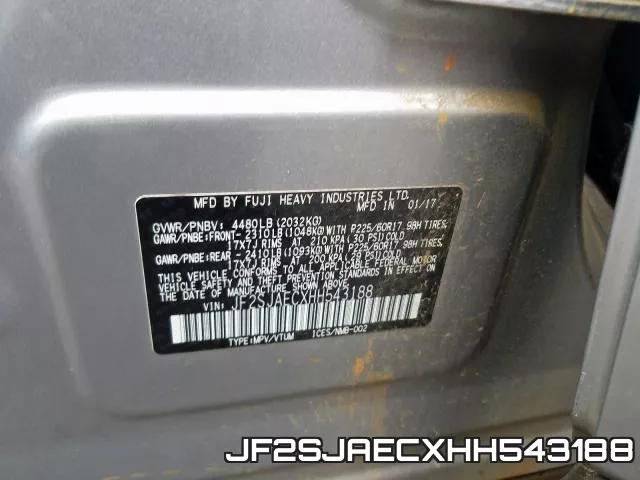 JF2SJAECXHH543188 фото 2