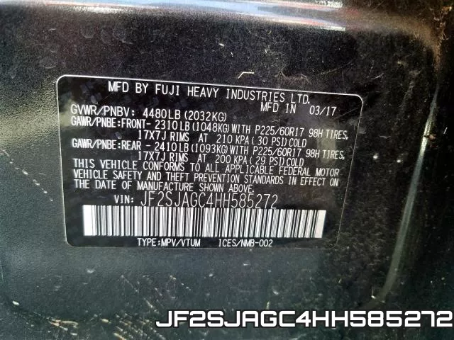 JF2SJAGC4HH585272 фото 2