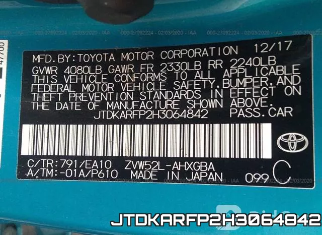 JTDKARFP2H3064842 фото 10