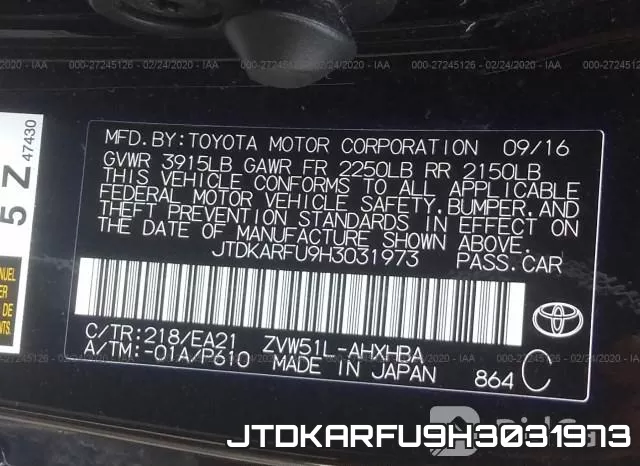 JTDKARFU9H3031973 фото 10