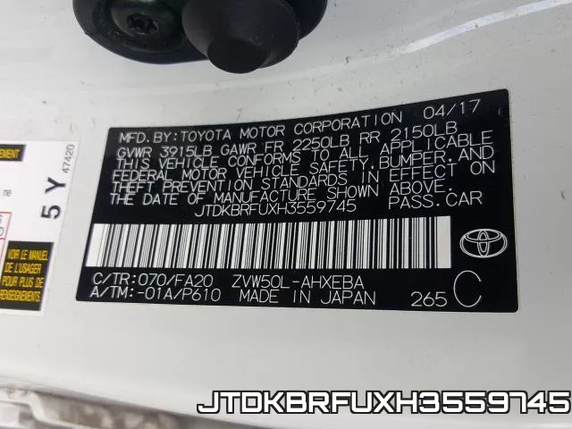 JTDKBRFUXH3559745 фото 2