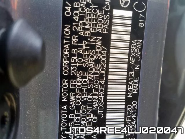 JTDS4RCE4LJ020047 фото 2