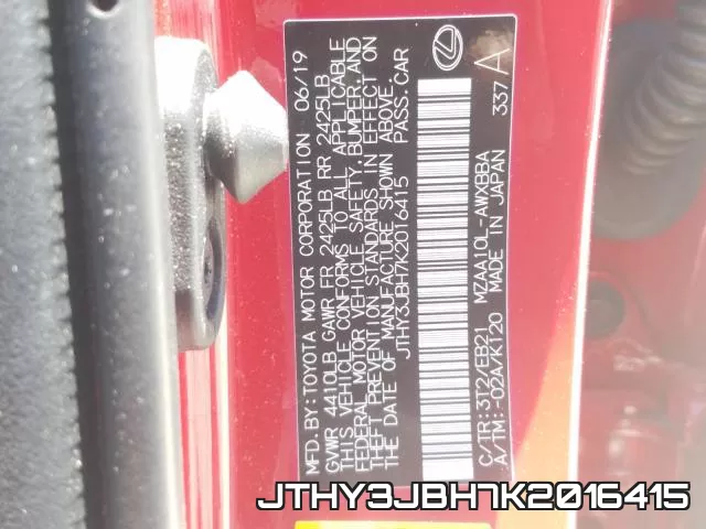 JTHY3JBH7K2016415 фото 2