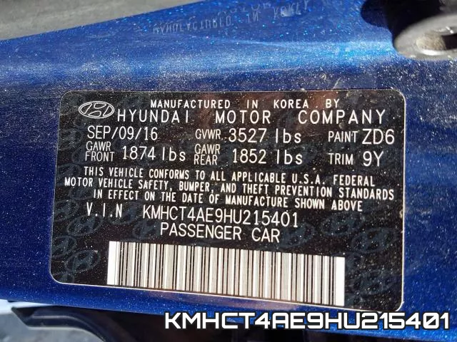 KMHCT4AE9HU215401 фото 2