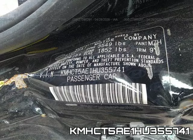 KMHCT5AE1HU355741 фото 10