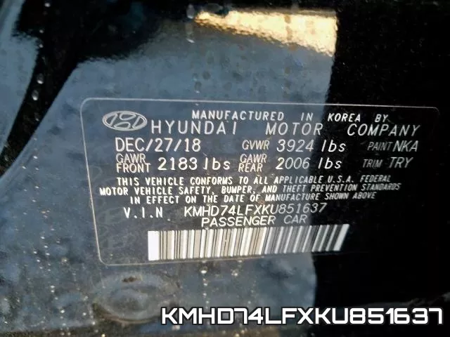 KMHD74LFXKU851637 фото 2