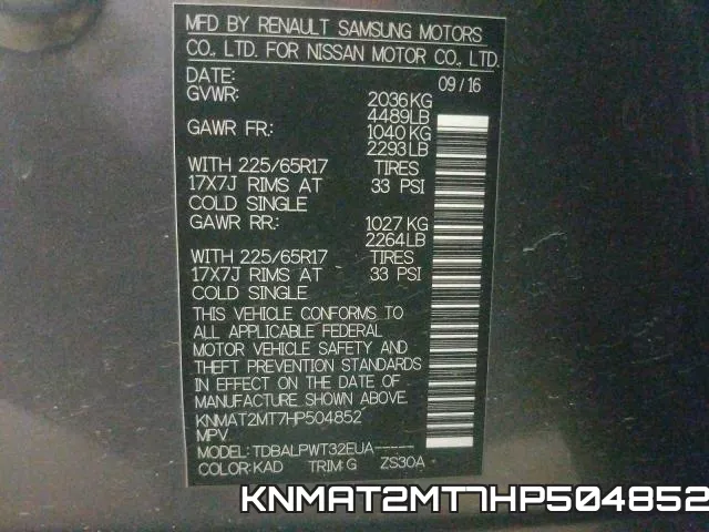 KNMAT2MT7HP504852 фото 2
