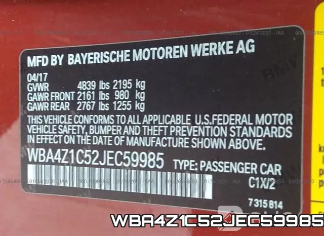 WBA4Z1C52JEC59985 фото 9