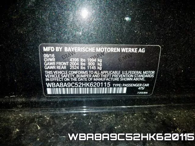 WBA8A9C52HK620115 фото 2