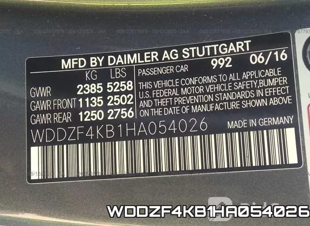 WDDZF4KB1HA054026 фото 10