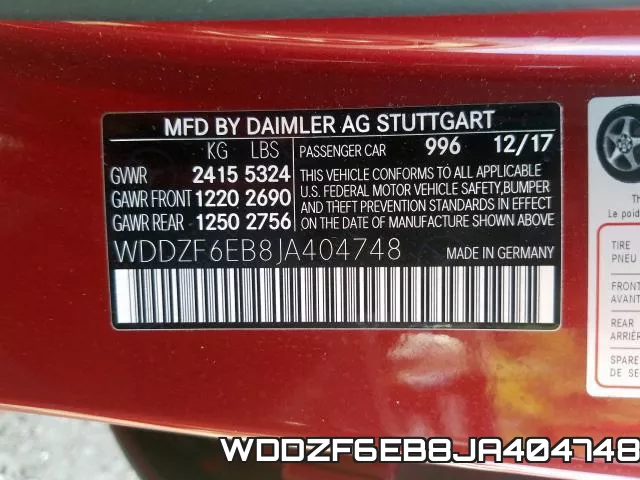 WDDZF6EB8JA404748 фото 2