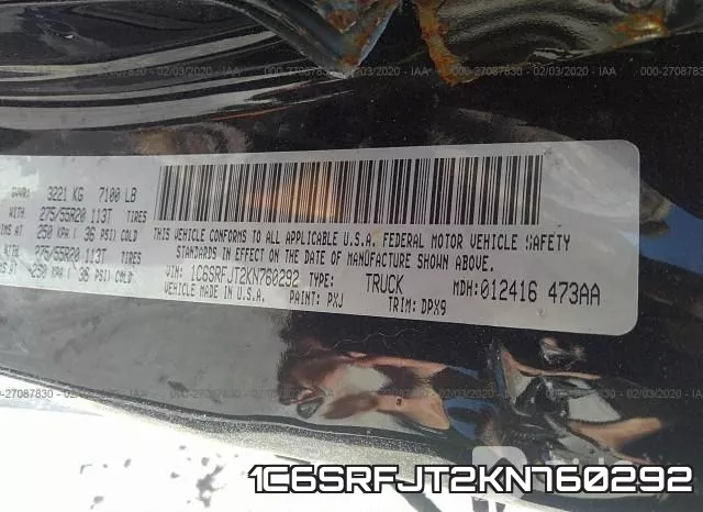 1C6SRFJT2KN760292 фото 10