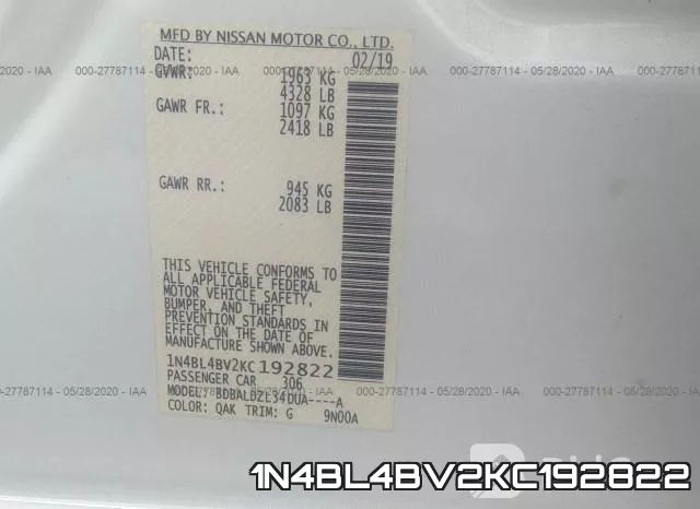 1N4BL4BV2KC192822 фото 10