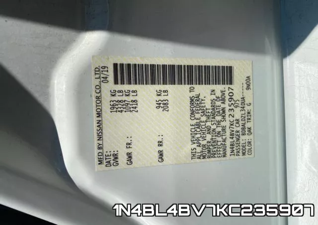 1N4BL4BV7KC235907 фото 2
