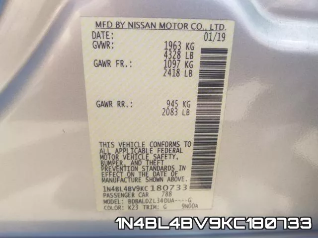 1N4BL4BV9KC180733 фото 2