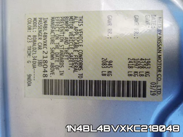 1N4BL4BVXKC218048 фото 2