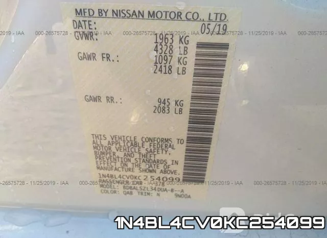 1N4BL4CV0KC254099 фото 10