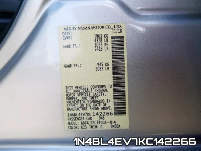 1N4BL4EV7KC142266 фото 2