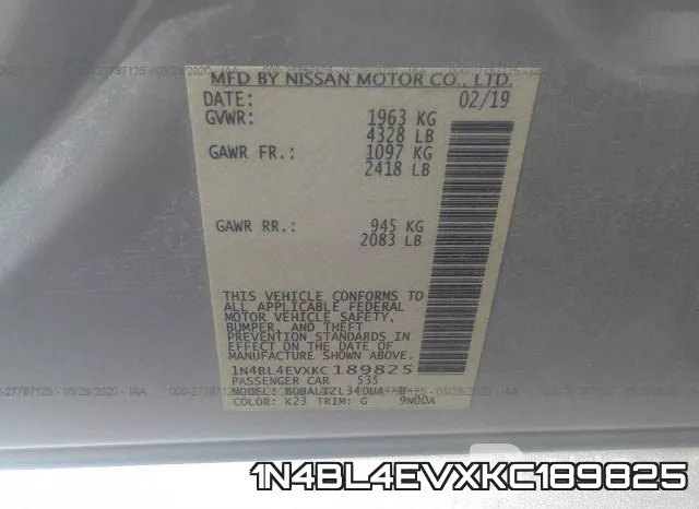 1N4BL4EVXKC189825 фото 10