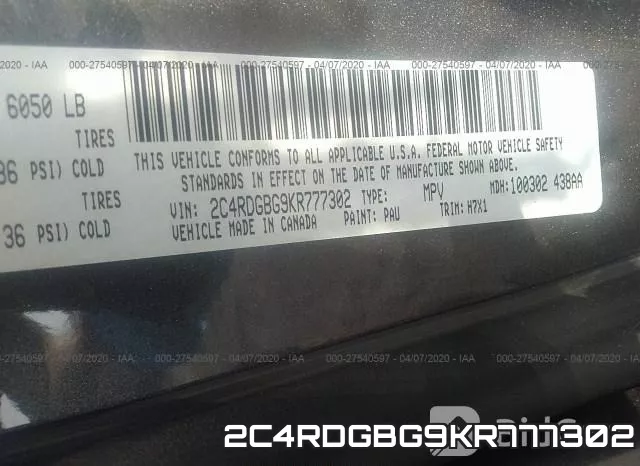 2C4RDGBG9KR777302 фото 10