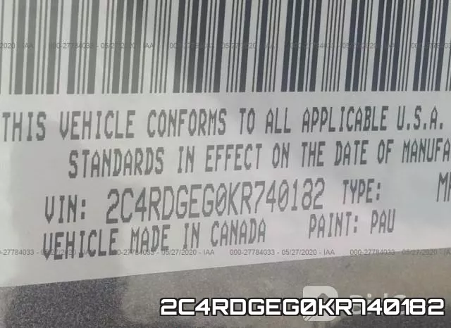 2C4RDGEG0KR740182 фото 10