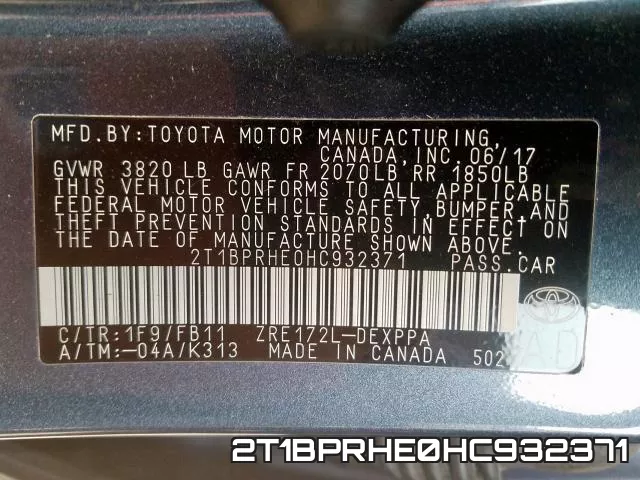 2T1BPRHE0HC932371 фото 2