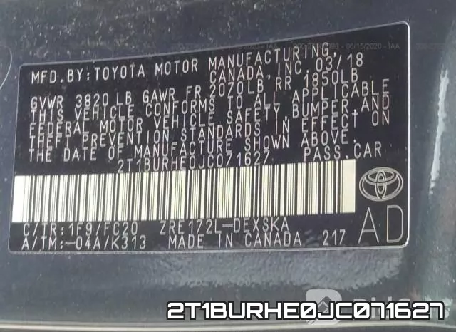 2T1BURHE0JC071627 фото 10