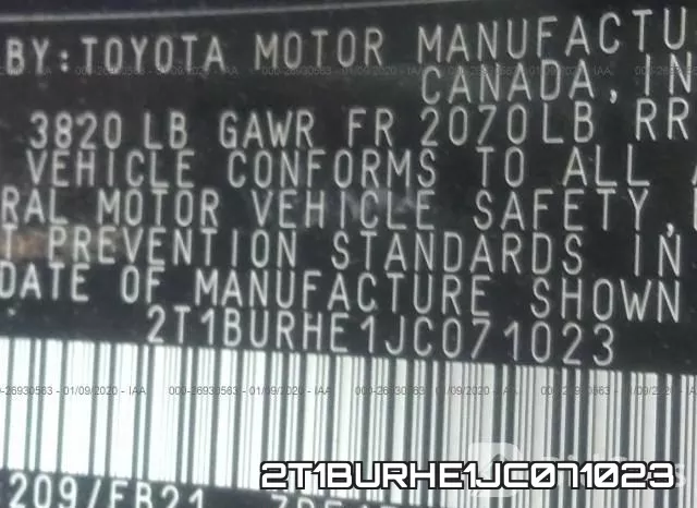2T1BURHE1JC071023 фото 10