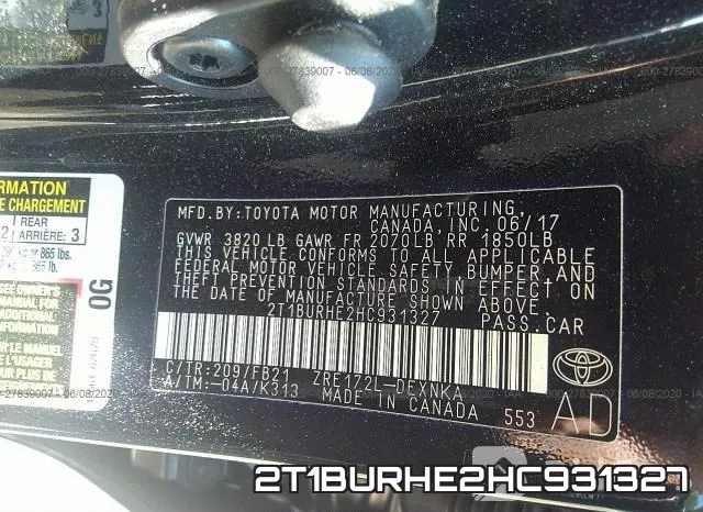 2T1BURHE2HC931327 фото 10