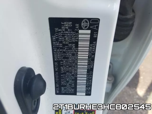 2T1BURHE3HC802545 фото 2