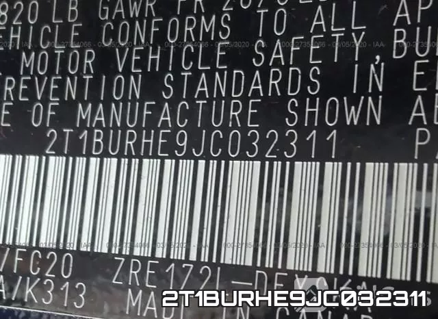2T1BURHE9JC032311 фото 10