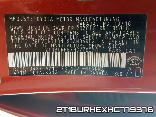 2T1BURHEXHC779376 фото 2