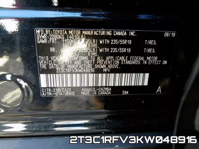 2T3C1RFV3KW048916 фото 2
