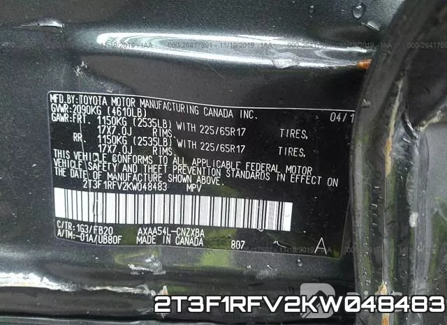 2T3F1RFV2KW048483 фото 10