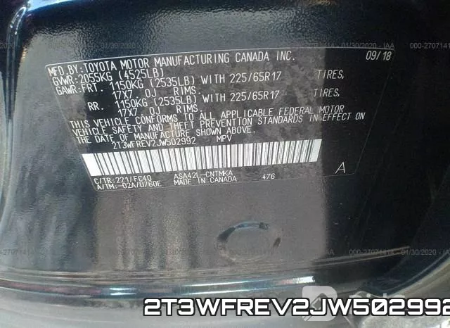 2T3WFREV2JW502992 фото 10