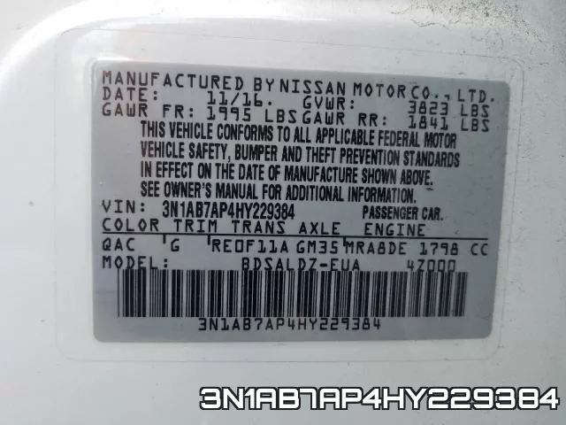 3N1AB7AP4HY229384 фото 2