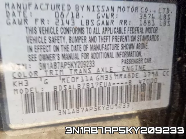 3N1AB7AP5KY209233 фото 2