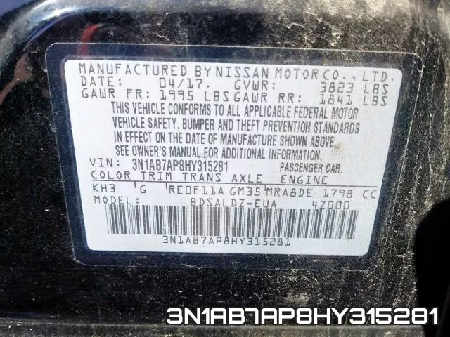3N1AB7AP8HY315281 фото 2