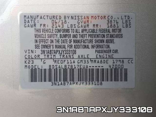 3N1AB7APXJY333108 фото 2
