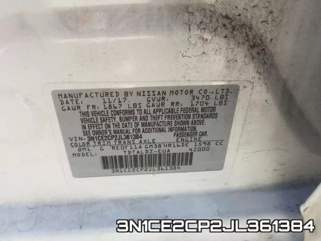 3N1CE2CP2JL361384 фото 2