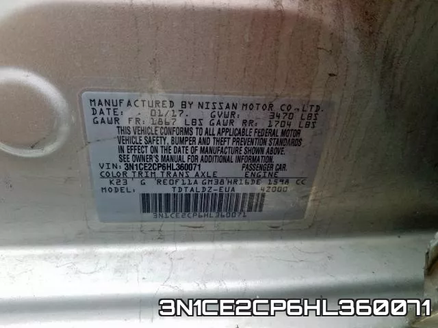 3N1CE2CP6HL360071 фото 2