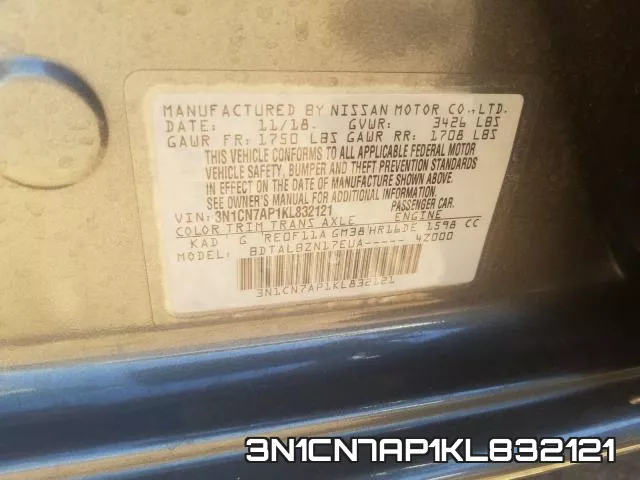 3N1CN7AP1KL832121 фото 2