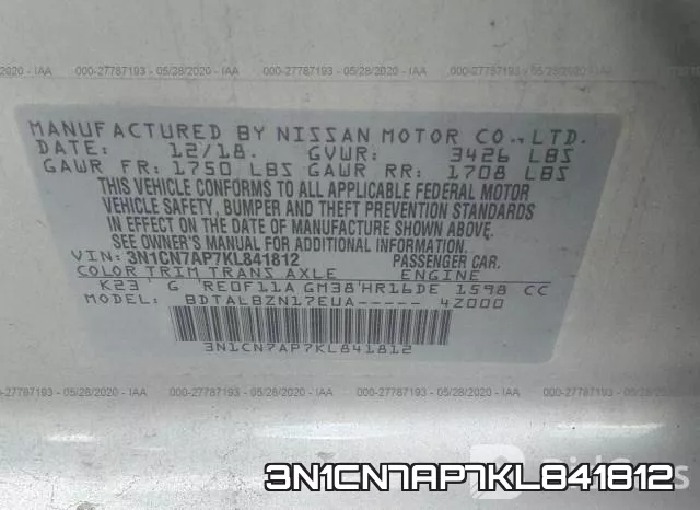 3N1CN7AP7KL841812 фото 10