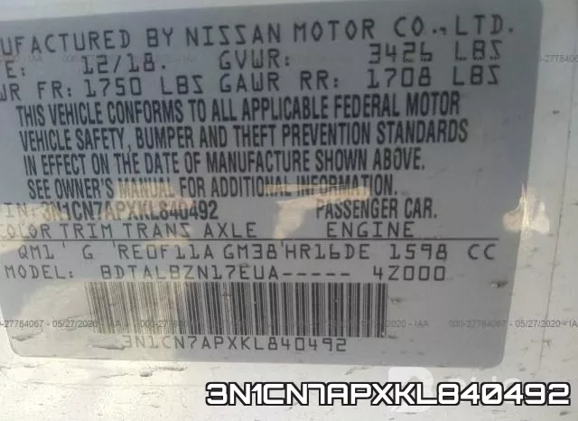 3N1CN7APXKL840492 фото 10