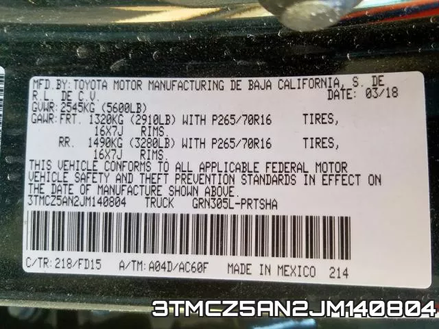 3TMCZ5AN2JM140804 фото 2
