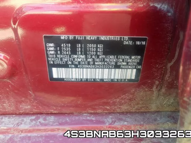 4S3BNAB63H3033263 фото 2